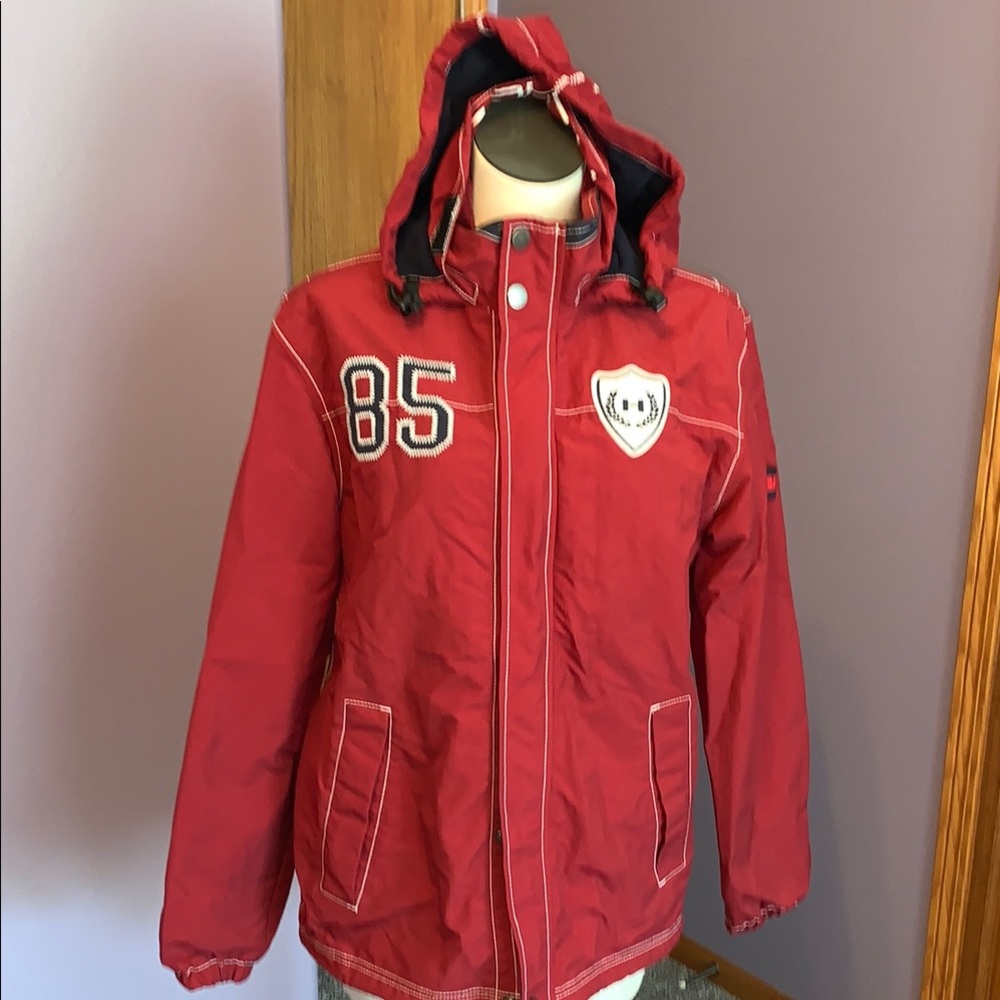 Tommy Hilfiger Jacket with Concealed Hood, size medium.  Like Garnet in color
